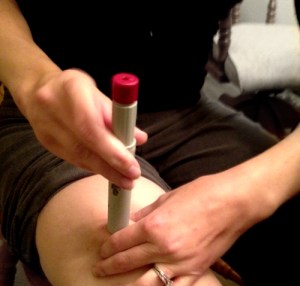 This is not me. But this is how the auto-injector works.